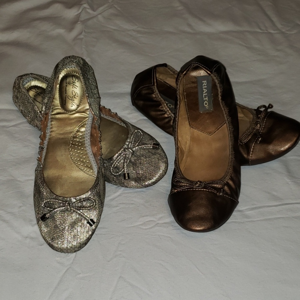 Lot of 2 Pairs Ballet Flats